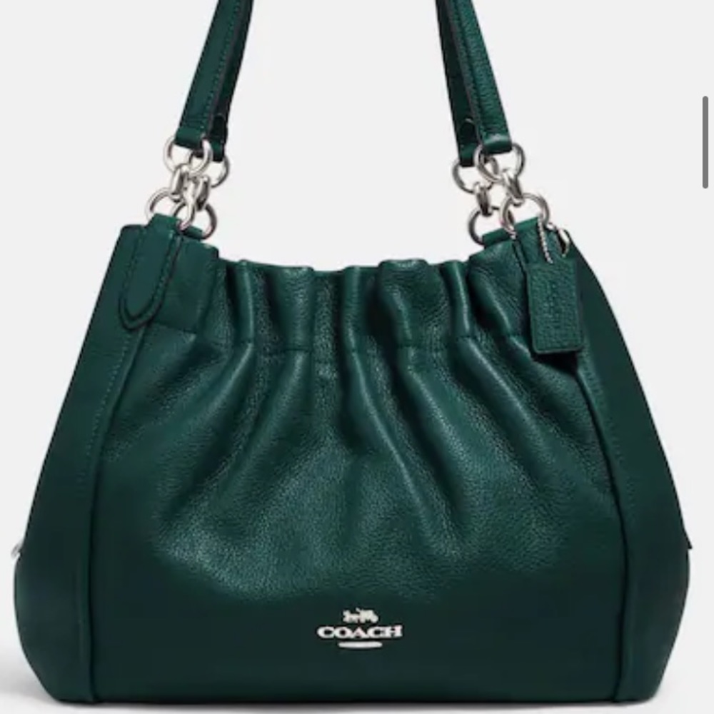 Like New, deep ivy green, rich pebbled leather COACH hobo purse